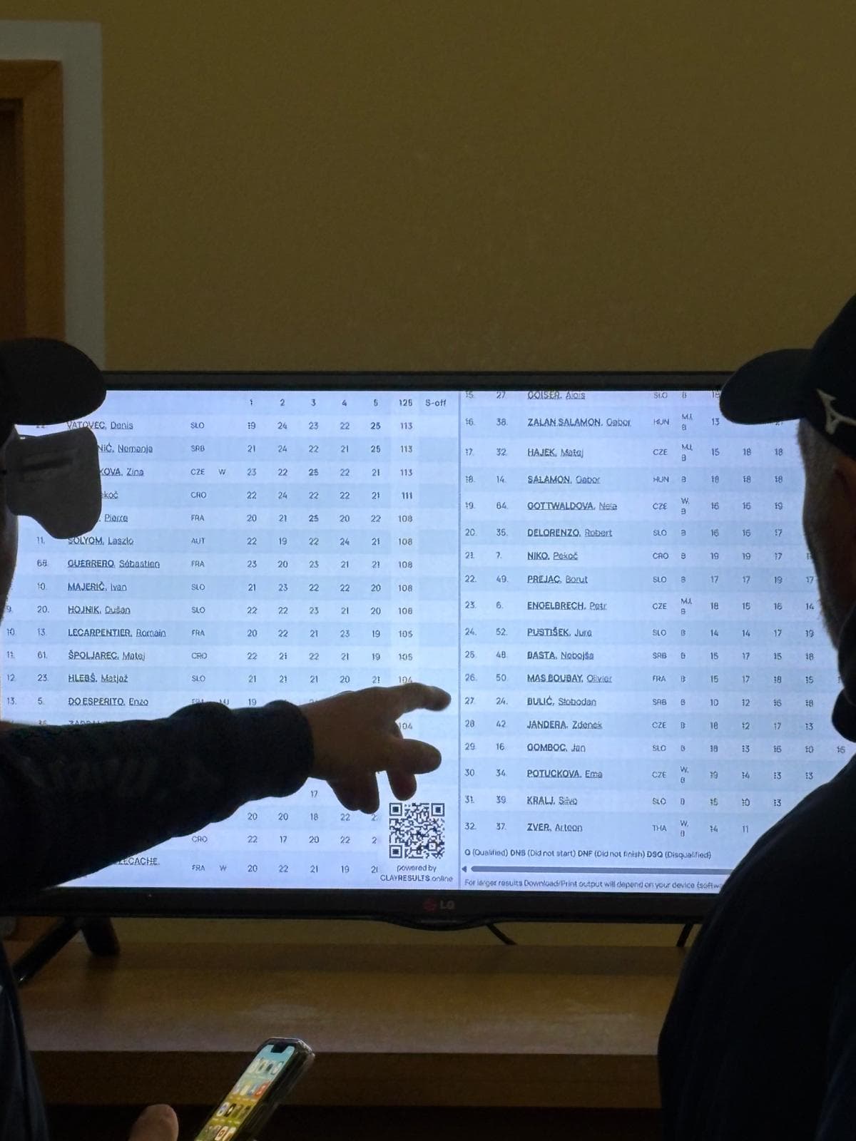 CLAYRESULTS.online live score screen